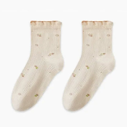 Chaussettes de nuit en pur coton à motif floral (3 paires) - Abricot - UE35-39 (US2-6) - image 7