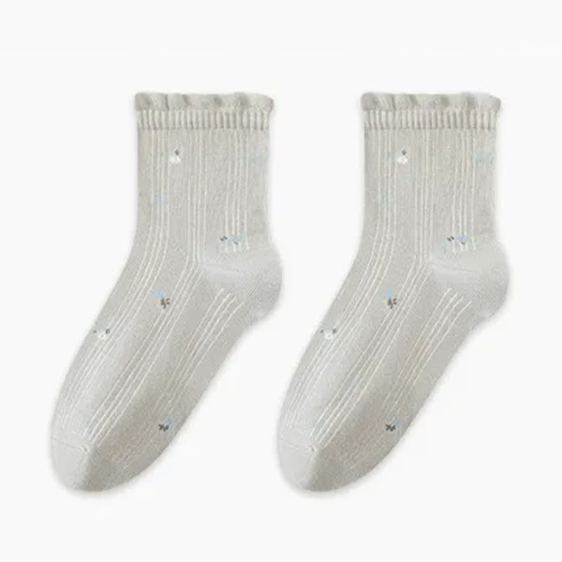 Chaussettes de nuit en pur coton à motif floral (3 paires) - Gris - UE35-39 (US2-6) - image 6
