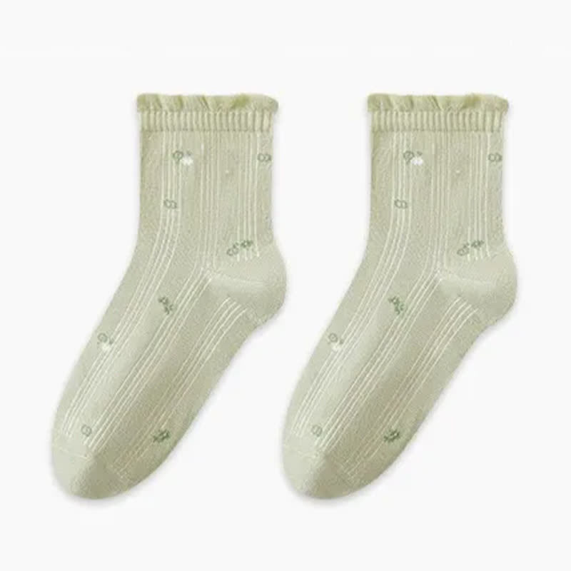 Chaussettes de nuit en pur coton à motif floral (3 paires) - Vert - UE35-39 (US2-6) - image 8