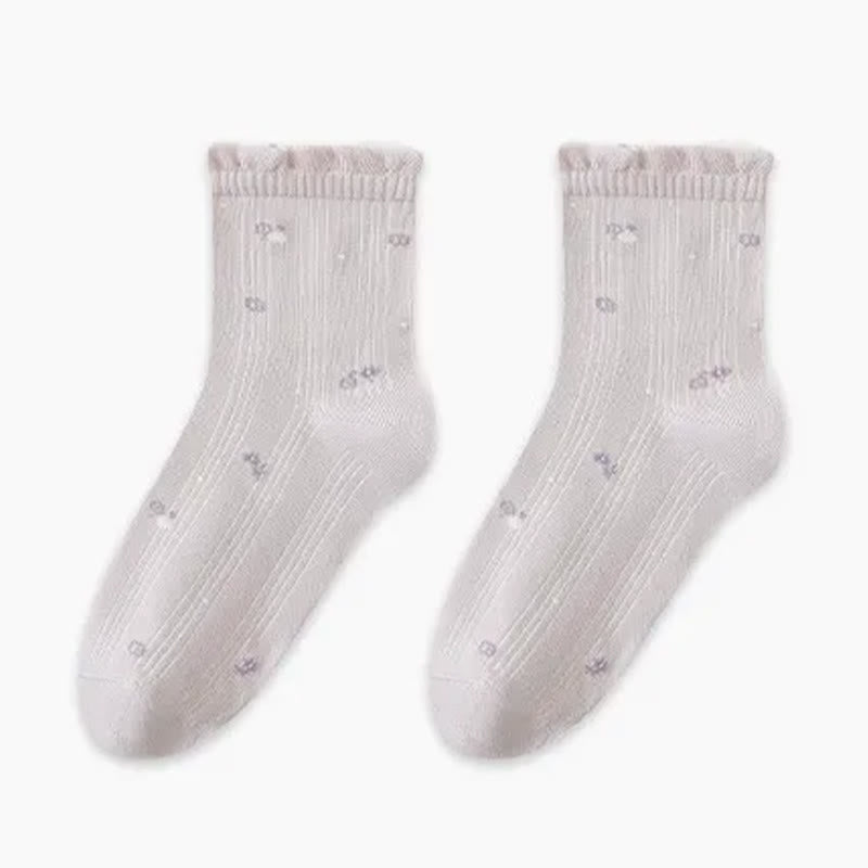 Chaussettes de nuit en pur coton à motif floral (3 paires) - Violet - UE35-39 (US2-6) - image 4