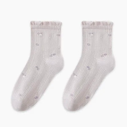 Chaussettes de nuit en pur coton à motif floral (3 paires) - Violet - UE35-39 (US2-6) - image 4