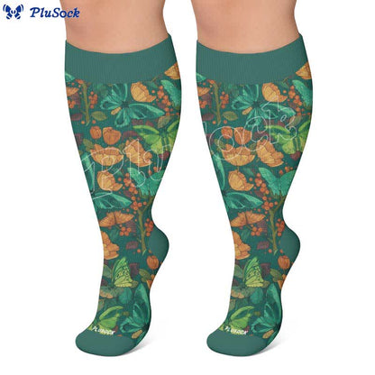 Chaussettes de compression grandes tailles à motif papillon et fleurs - image 7