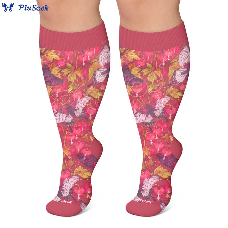 Chaussettes de compression grandes tailles à motif papillon et fleurs - image 6
