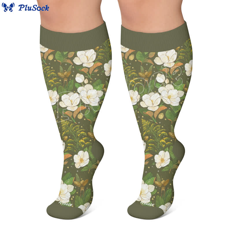 Chaussettes de compression grandes tailles à motif papillon et fleurs - image 5