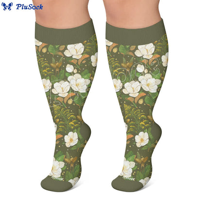 Chaussettes de compression grandes tailles à motif papillon et fleurs - image 5