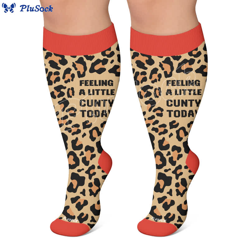 Chaussettes de compression grande taille à motif léopard - image 5