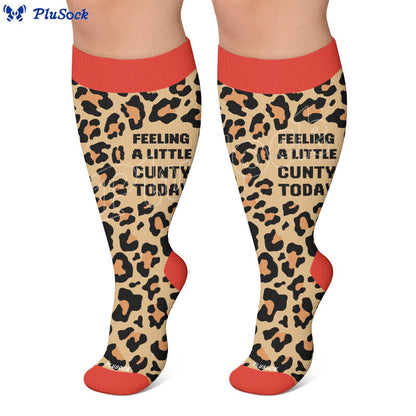Chaussettes de compression grande taille à motif léopard - image 5