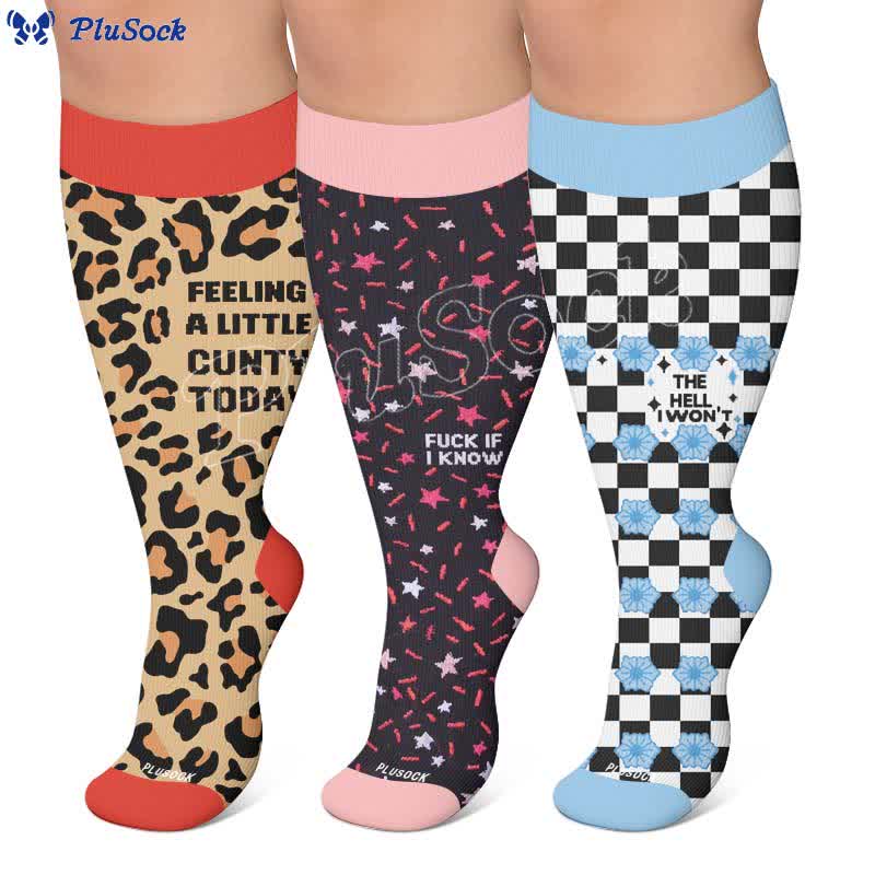 Chaussettes de compression grande taille à motif léopard - image 0