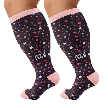 Chaussettes de compression grande taille à motif léopard - Noir (1 paire) - 4XL - image 9