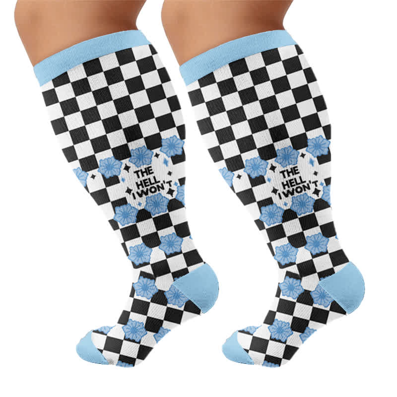 Chaussettes de compression grande taille à motif léopard - Bleu (1 paire) - 4XL - image 10