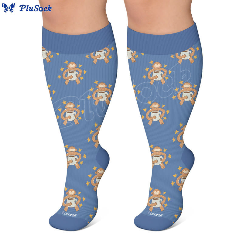 Chaussettes de compression grandes tailles Poisson Chat Singe - image 6