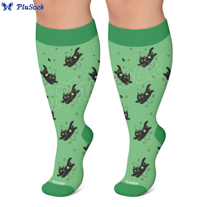 Chaussettes de compression hautes tailles avec motif chat. - image 7
