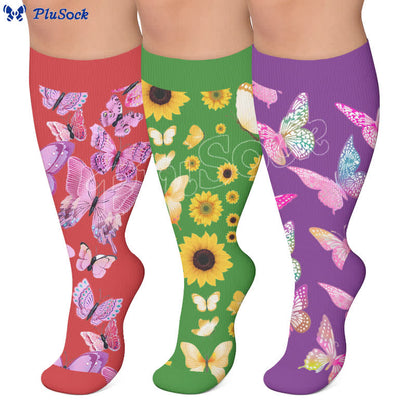 Chaussettes de compression Butterfly Bloom grandes tailles - image 0