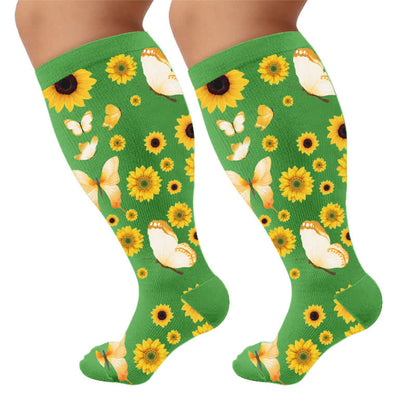 Chaussettes de compression Butterfly Bloom grandes tailles - Vert (1 paire) - 4XL - image 9