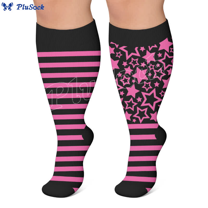 Chaussettes de compression à rayures étoilées grandes tailles - image 6