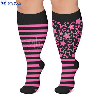 Chaussettes de compression à rayures étoilées grandes tailles - image 6
