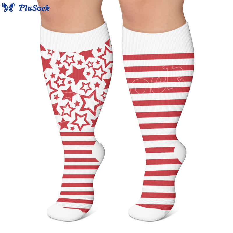 Chaussettes de compression à rayures étoilées grandes tailles - image 7