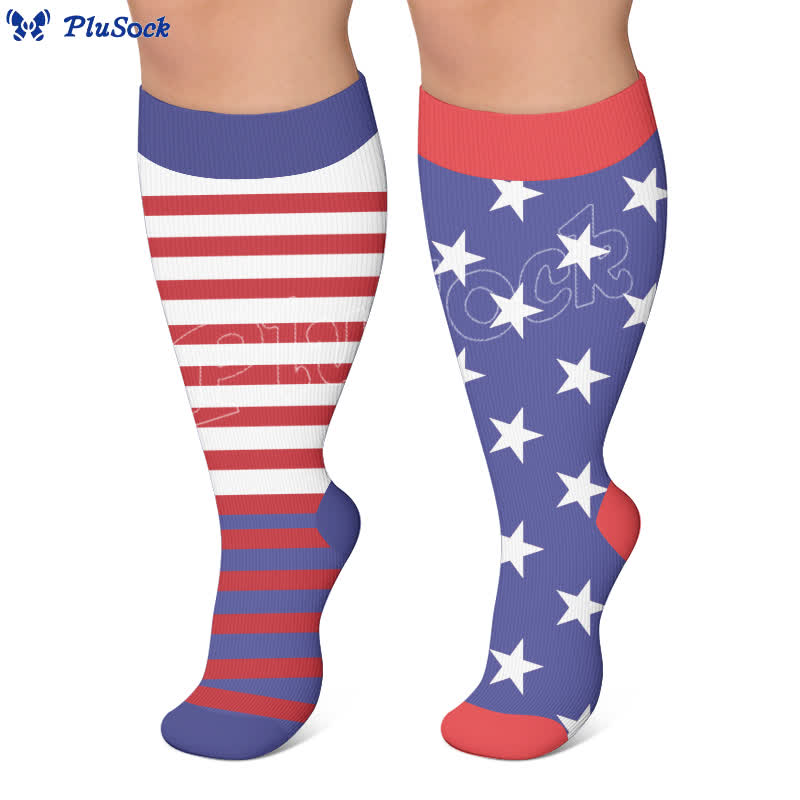 Chaussettes de compression à rayures étoilées grandes tailles - image 5