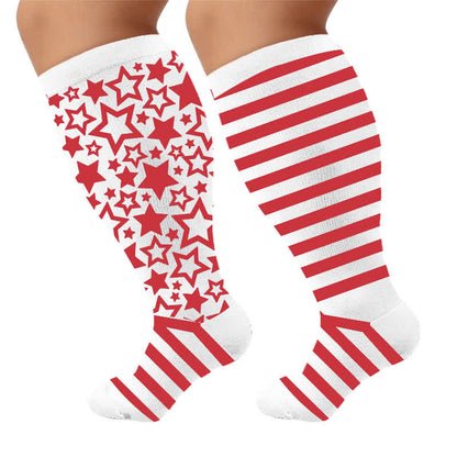 Chaussettes de compression à rayures étoilées grandes tailles - image 10