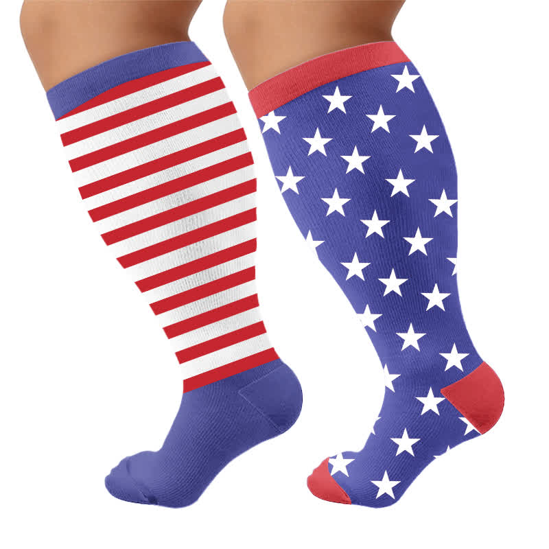 Chaussettes de compression à rayures étoilées grandes tailles - image 8