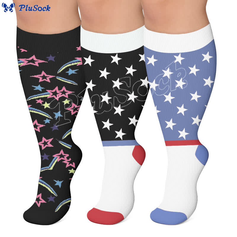 Chaussettes de compression Starry Mix grandes tailles - image 0