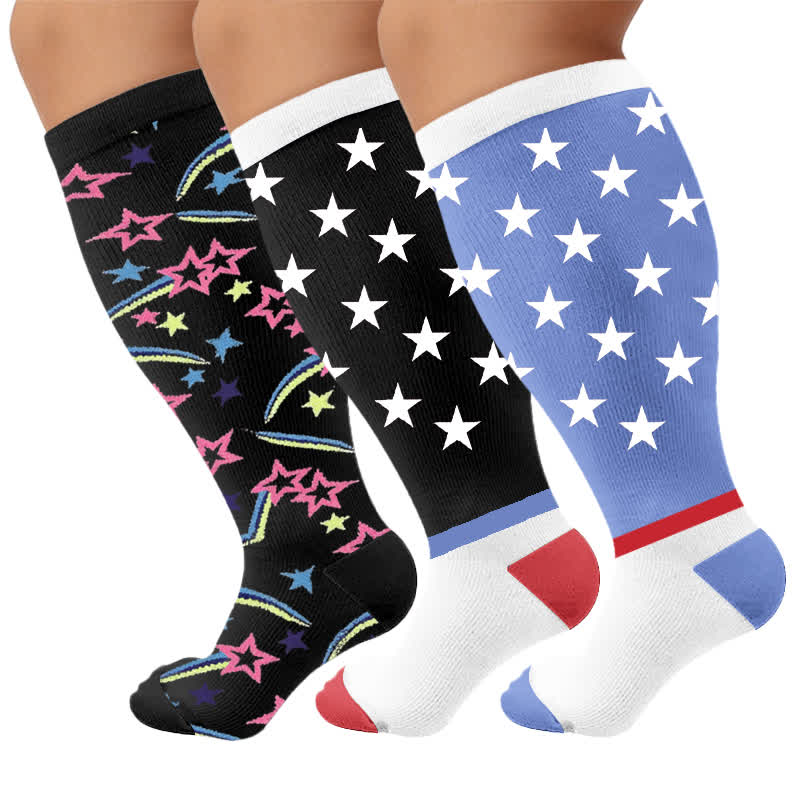 Chaussettes de compression Starry Mix grandes tailles - Multicolore (3 paires) - 4XL - image 4