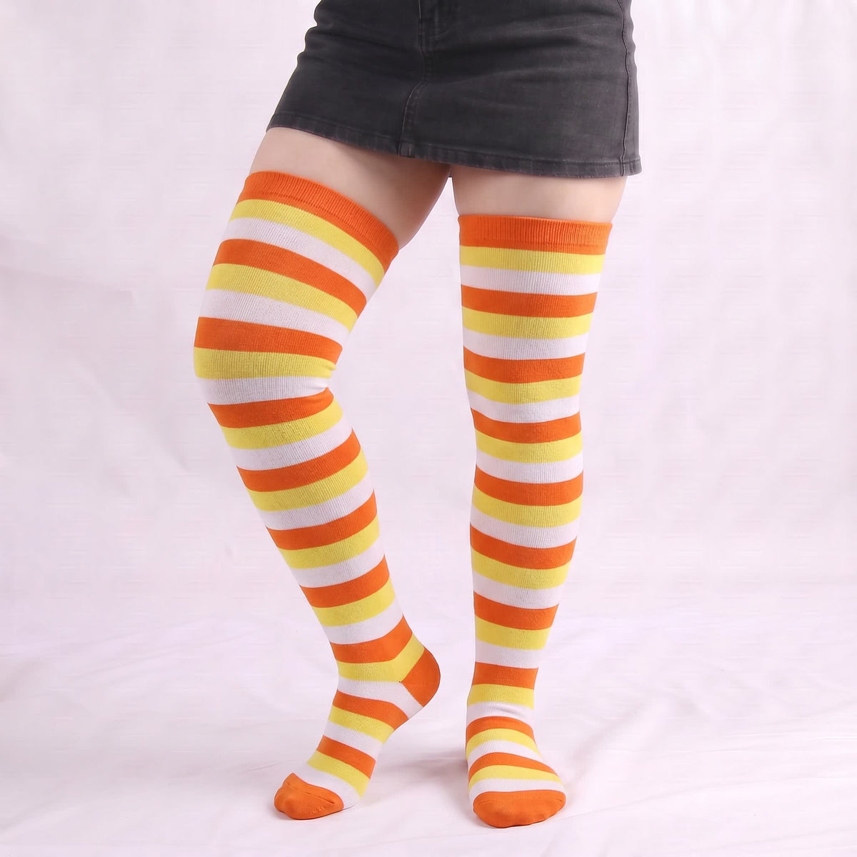 Chaussettes hautes décontractées à rayures douces (4 paires) - Jaune - One Size - image 7