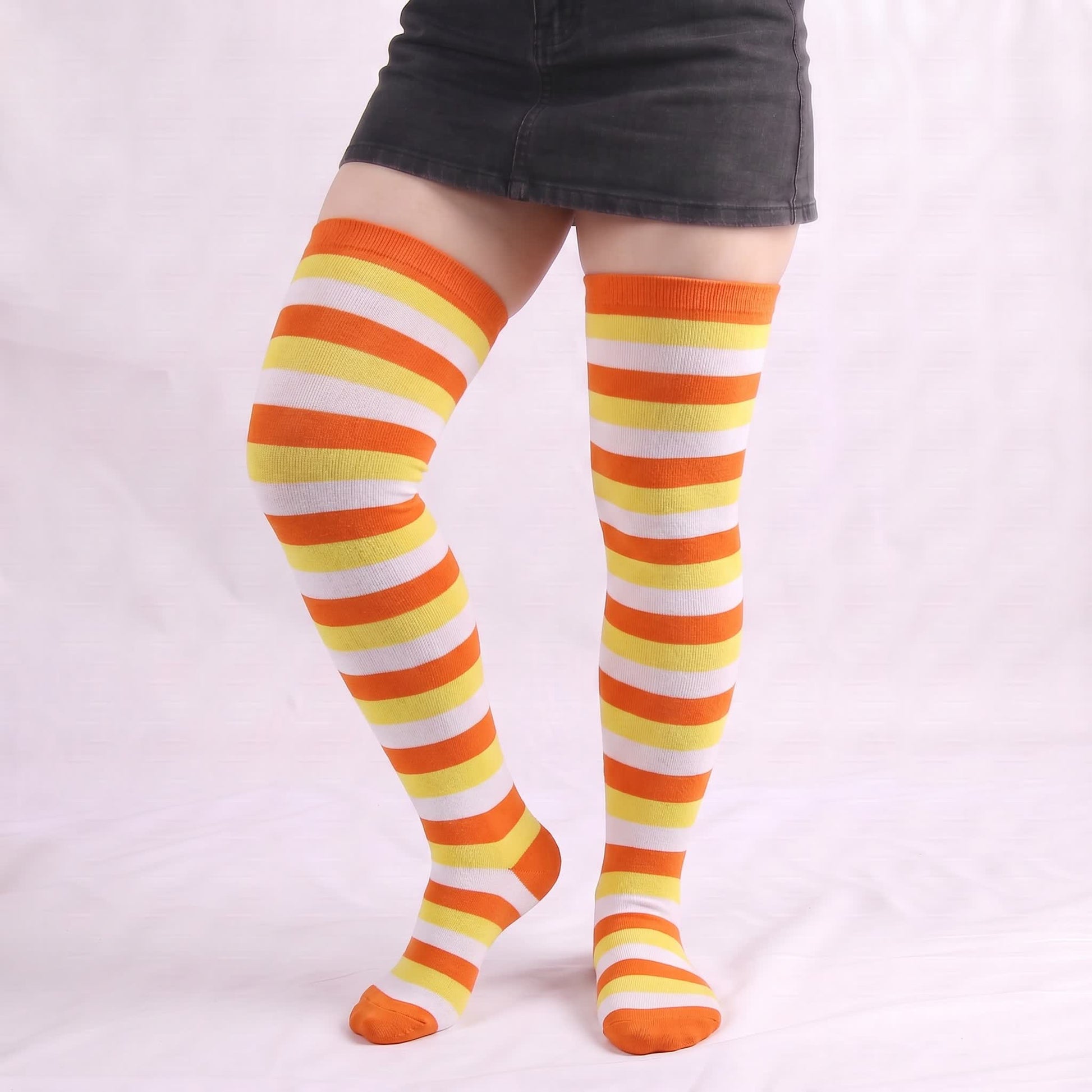 Chaussettes hautes décontractées à rayures douces (4 paires) - Jaune - One Size - image 7