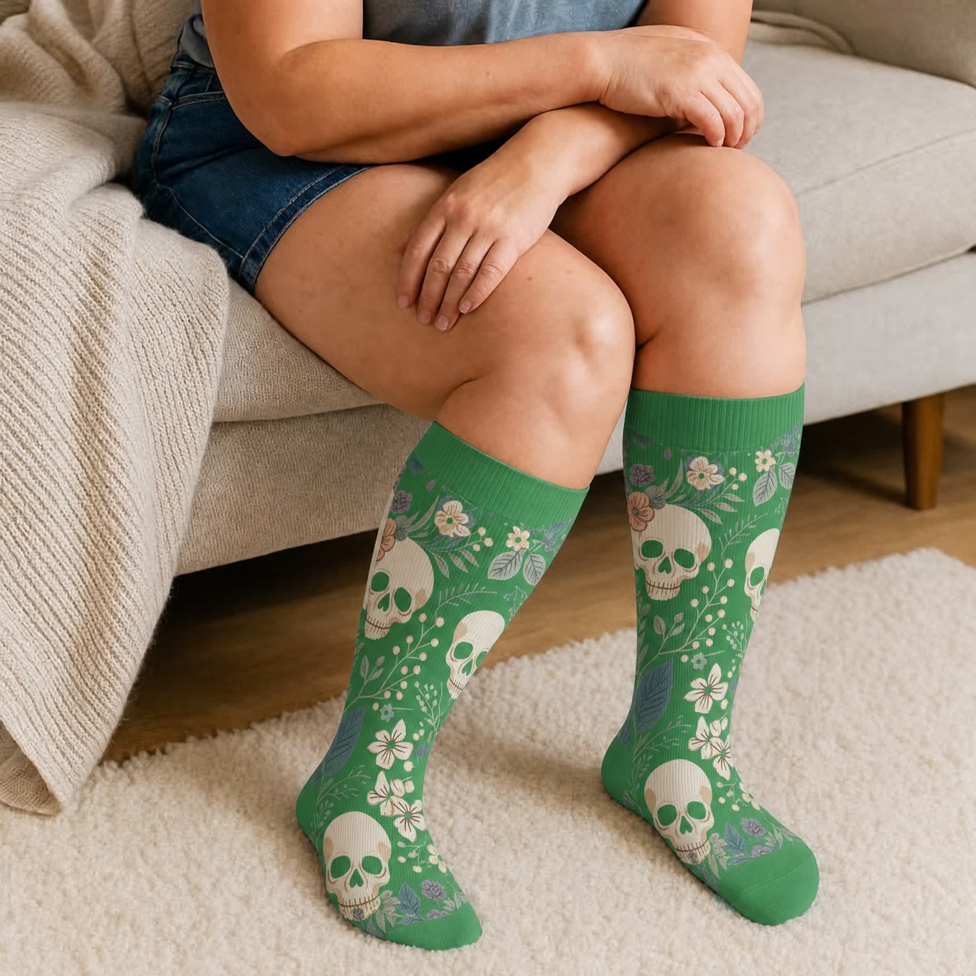 Chaussettes de compression Skull Vine grandes tailles - Vert (1 paire) - 4XL - image 1