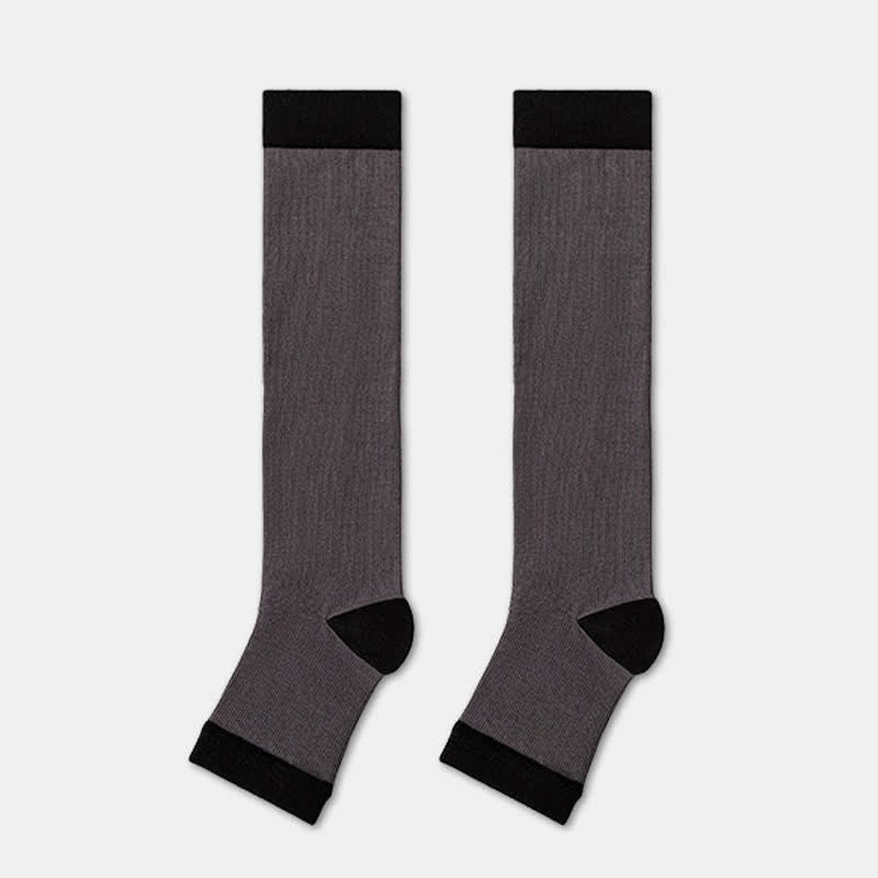 Chaussettes de compression à bout ouvert et colorblock (4 paires) - Gris foncé - EU36-40(US3-7) - image 5