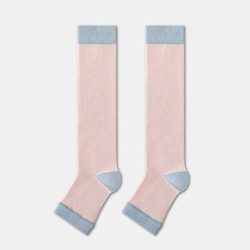 Chaussettes de compression à bout ouvert et colorblock (4 paires) - Rose - EU36-40(US3-7) - image 3