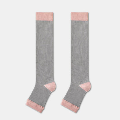 Chaussettes de compression à bout ouvert et colorblock (4 paires) - Gris clair - EU36-40(US3-7) - image 2