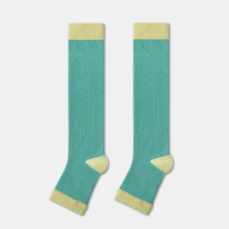 Chaussettes de compression à bout ouvert et colorblock (4 paires) - Vert - EU36-40(US3-7) - image 4