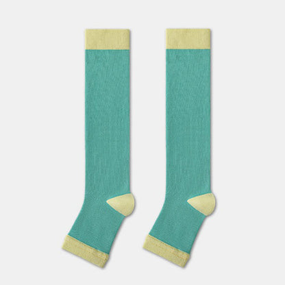 Chaussettes de compression à bout ouvert et colorblock (4 paires) - Vert - EU36-40(US3-7) - image 4