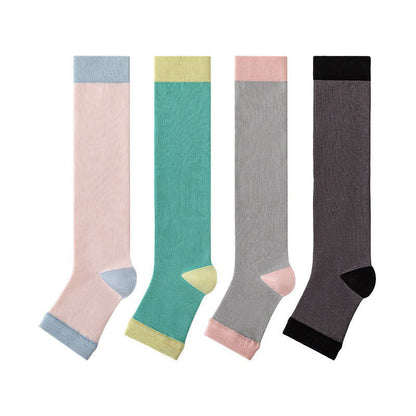Chaussettes de compression à bout ouvert et colorblock (4 paires) - Multicolore - EU36-40(US3-7) - image 6
