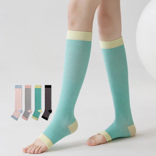 Chaussettes de compression à bout ouvert et colorblock (4 paires) - image 0