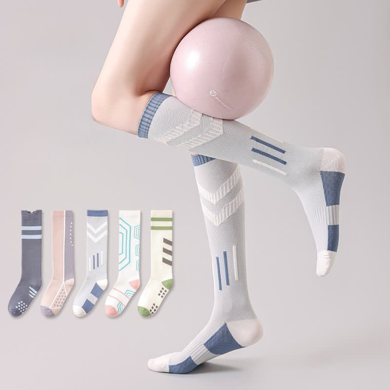 Chaussettes de compression géométriques à blocs de couleur (3 paires) - image 0