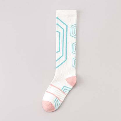 Chaussettes de compression géométriques à blocs de couleur (3 paires) - Blanc - EU36-40(US3-7) - image 3
