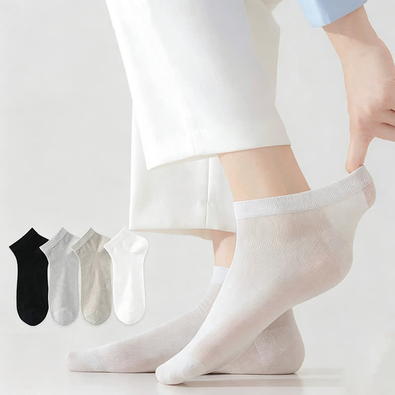 Chaussettes de cheville respirantes en soie (4 paires) - image 0