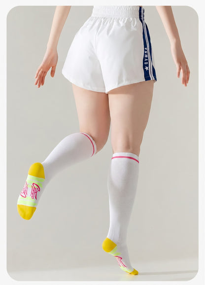 Chaussettes de compression à rayures sportives (2 paires) - Jaune - EU36-40(US3-7) - image 1