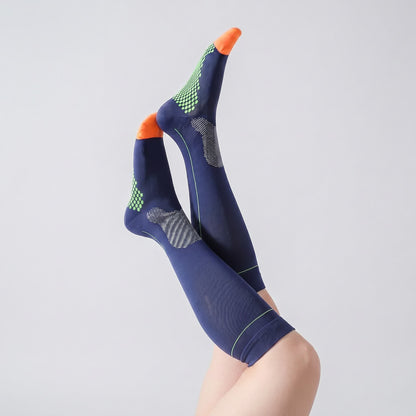 Chaussettes de compression à rayures sportives (2 paires) - Bleu marine - EU36-40(US3-7) - image 3