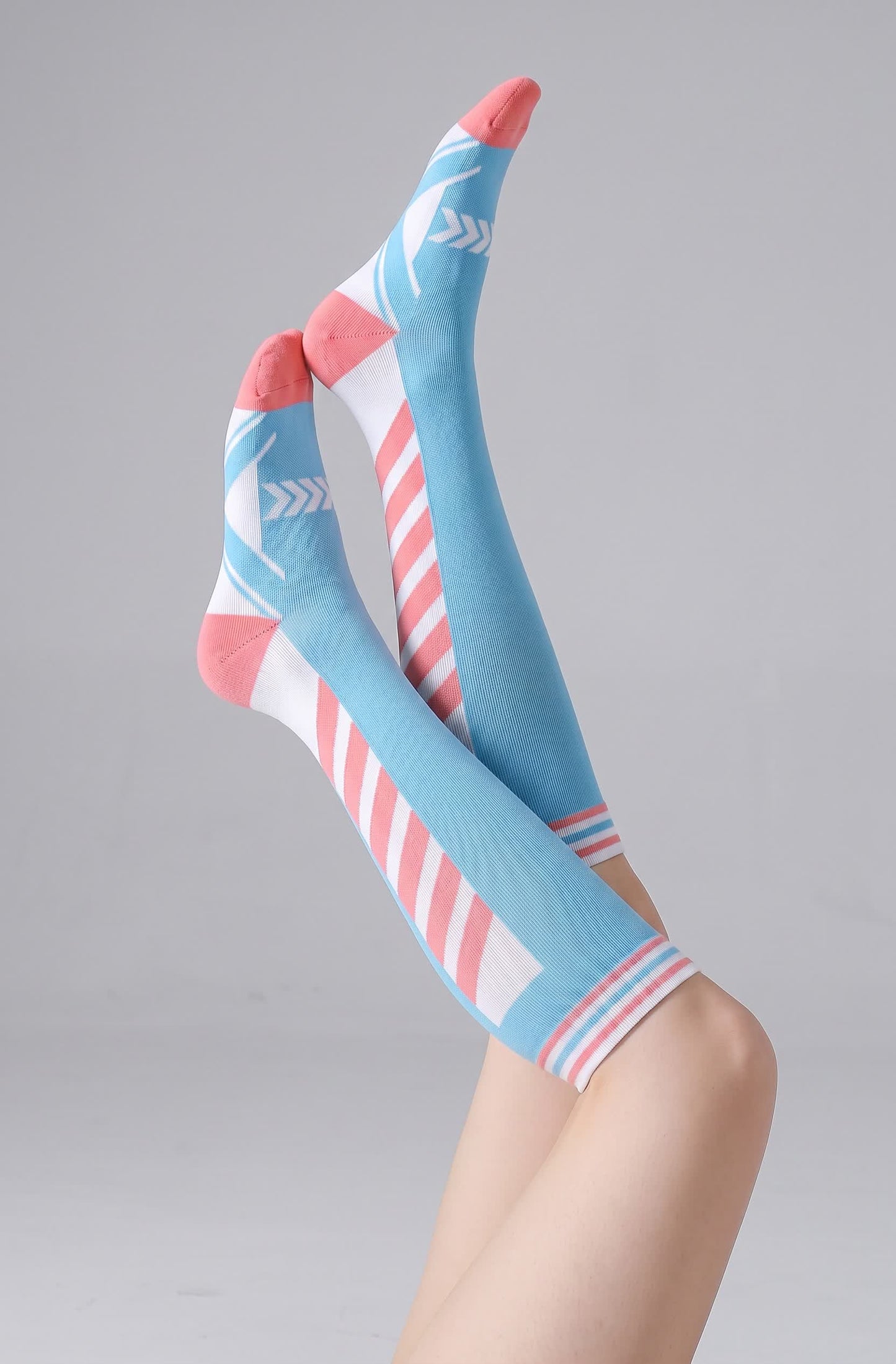 Chaussettes de compression à rayures sportives (2 paires) - Bleu - EU36-40(US3-7) - image 8