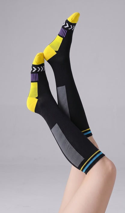 Chaussettes de compression à rayures sportives (2 paires) - Noir-B - EU36-40(US3-7) - image 7