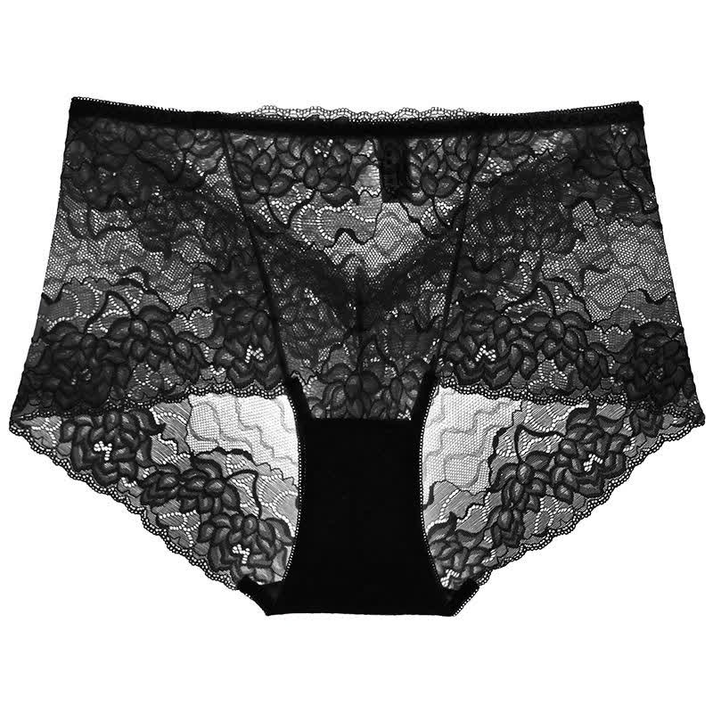 Culotte taille basse en dentelle florale (lot de 3) - Noir - 2XL - image 7