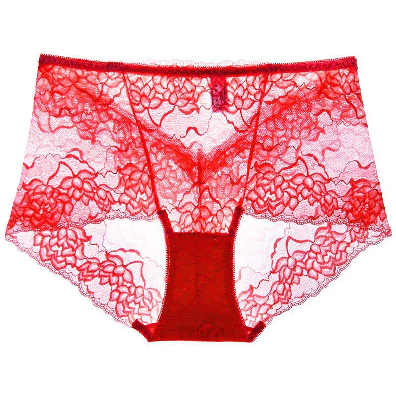 Culotte taille basse en dentelle florale (lot de 3) - Rouge - 2XL - image 3