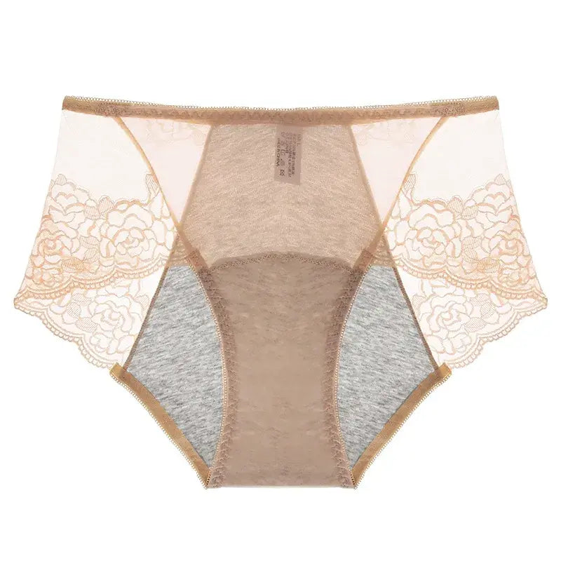 Culotte gainante taille haute en dentelle (lot de 3) - Abricot - 3XL - image 5