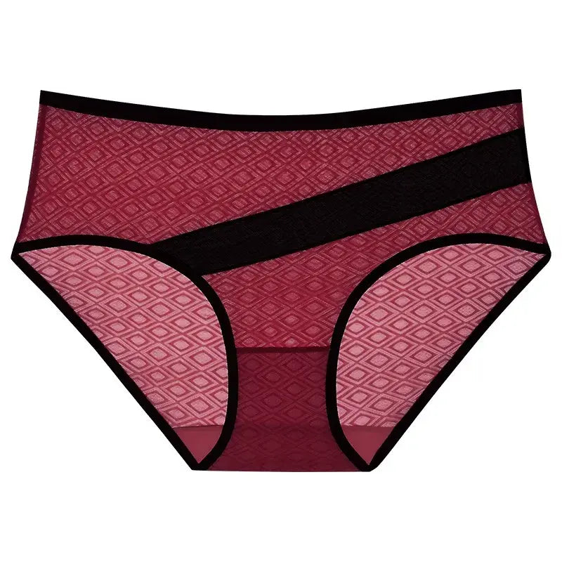 Culottes à bordure en maille diamant (paquets de 3) - Rouge - 2XL - image 4
