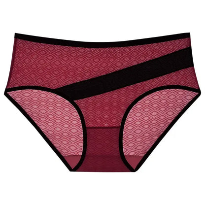 Culottes à bordure en maille diamant (paquets de 3) - Rouge - 2XL - image 4