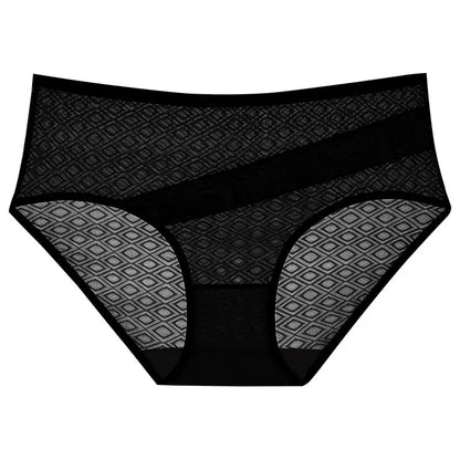 Culottes à bordure en maille diamant (paquets de 3) - Noir - 2XL - image 3