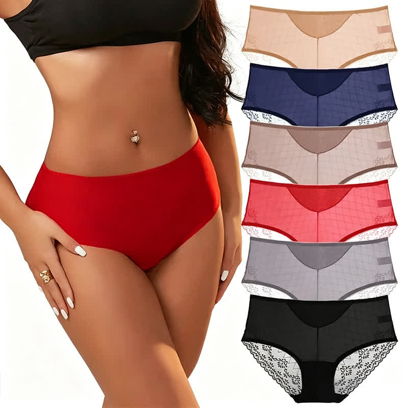Culotte taille haute en dentelle et résille (lot de 3) - image 0